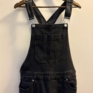 Garage Black Washed Denim Overalls